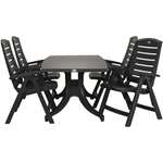 5-delige tuinset van Hartman bestaande uit vier standenstoelen Florion en uit tafel Europa. De set is gemaakt van kunststof en heeft een grijze kleur.