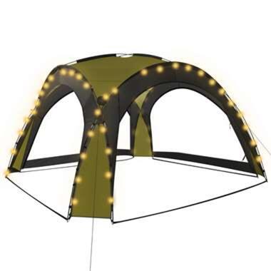 vidaXL Tente de réception avec LED et 4 parois 3,6x3,6x2,3 m Vert product