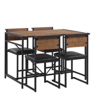 Ensemble table de salle à manger et 4 chaises effet bois foncé BURTON product