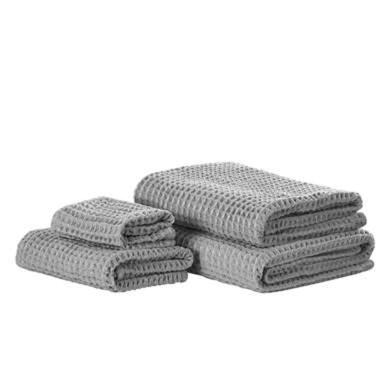 Lot de 4 serviettes de bain en coton gris AREORA product