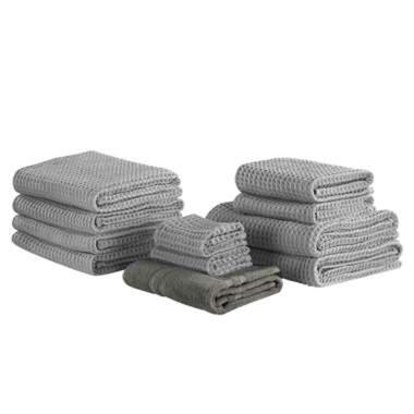 Lot de 11 serviettes de bain en coton gris AREORA product