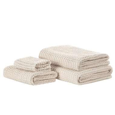 Lot de 4 serviettes de bain en coton beige AREORA product