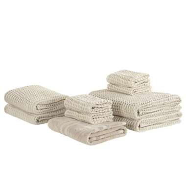 Lot de 9 serviettes de bain en coton beige AREORA product