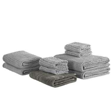 Lot de 9 serviettes de bain en coton gris AREORA product