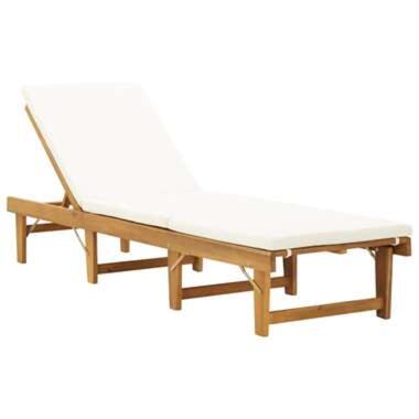 vidaXL Chaise longue pliante avec coussin Bois d'acacia solide product