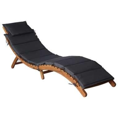 vidaXL Chaise longue avec coussin Bois d'acacia solide Gris foncé product