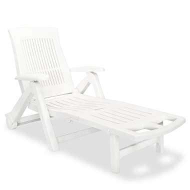 vidaXL Chaise longue avec repose-pied Plastique Blanc product