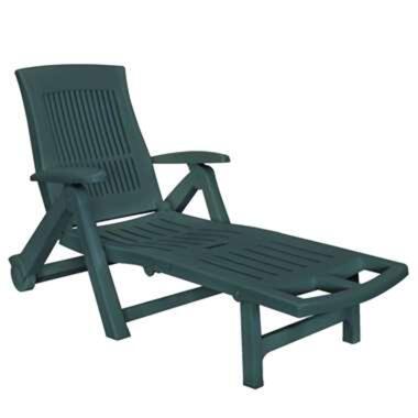 vidaXL Chaise longue avec repose-pied Plastique Vert product