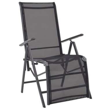 vidaXL Chaise inclinable de terrasse Aluminium et textilène Noir product