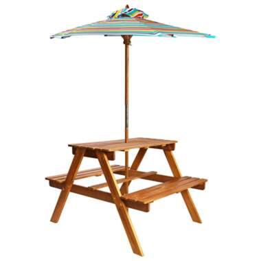 VIDAXL Table à pique-nique et parasol enfants 79x90x60cm Acacia solide product