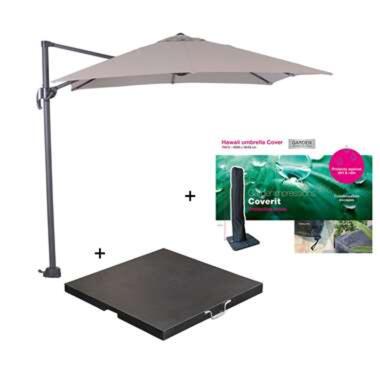 Garden Impressions parasol S 250x250 d.grijs - zand met voet en hoes product
