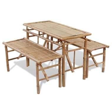 vidaXL Table avec 2 bancs 100 cm Bambou product