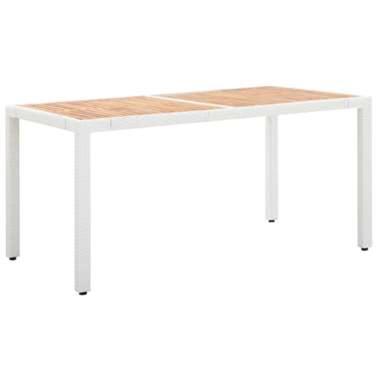 VIDAXL Table de jardin Blanc 150x90x75 cm Résine tressée et acacia product