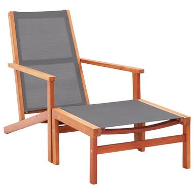 48696 vidaXL Garden Chair with Footrest Grey Solid Eucalyptus Wood and Textilene product