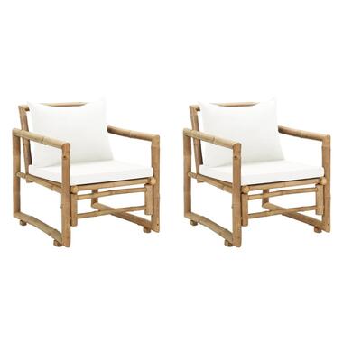 vidaXL Chaises de jardin 2 pcs avec coussins et oreillers Bambou product