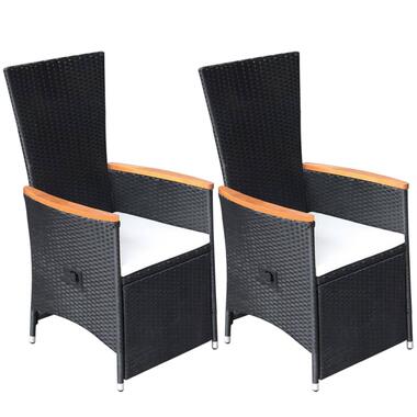 vidaXL Chaise inclinable de jardin 2pc et coussins Résine tressée Noir product