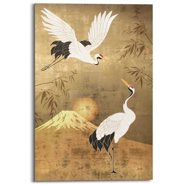 Schilderij - Kraanvogels - 90x60 cm Hout product