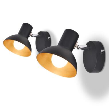 vidaXL Lampe murale 2 pcs pour 2 ampoules E27 Noir et doré product