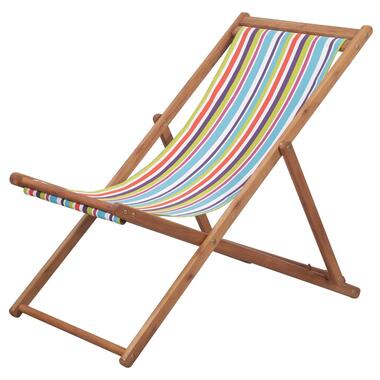 vidaXL Chaise pliable de plage Tissu et cadre en bois Multicolore product