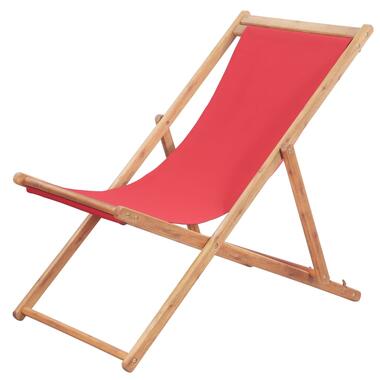 vidaXL Chaise pliable de plage Tissu et cadre en bois Rouge product