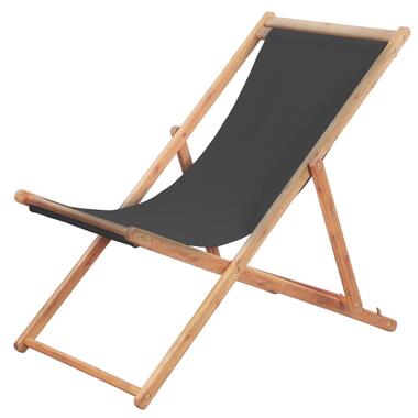 vidaXL Chaise pliable de plage Tissu et cadre en bois Gris product