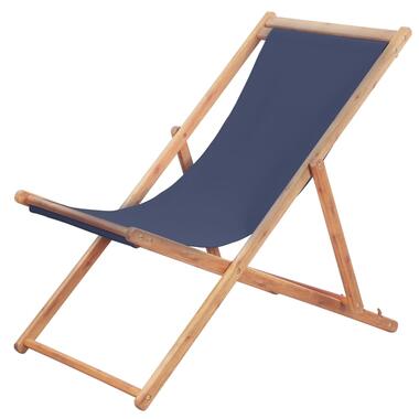 vidaXL Chaise pliable de plage Tissu et cadre en bois Bleu product