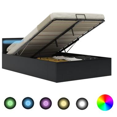 vidaXL Cadre de lit à rangement avec LED Noir Similicuir 140x200 cm product