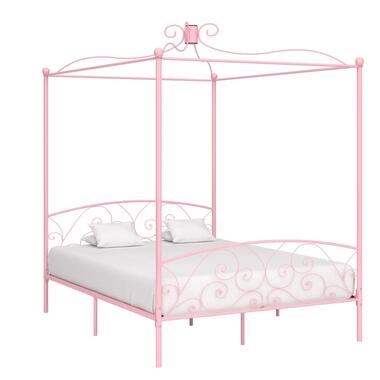 vidaXL Cadre de lit à baldaquin Rose Métal 160 x 200 cm product