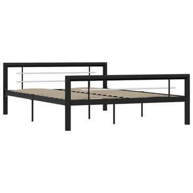 vidaXL Bedframe metaal zwart en wit 160x200 cm product