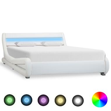vidaXL Cadre de lit avec LED Blanc Similicuir 120 x 200 cm product