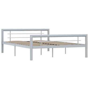 vidaXL Cadre de lit sans matelas gris et blanc métal 160x200 cm product