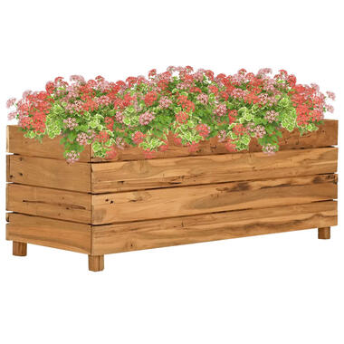 vidaXL Plantenbak verhoogd 100x40x38 cm gerecycled teakhout en staal product