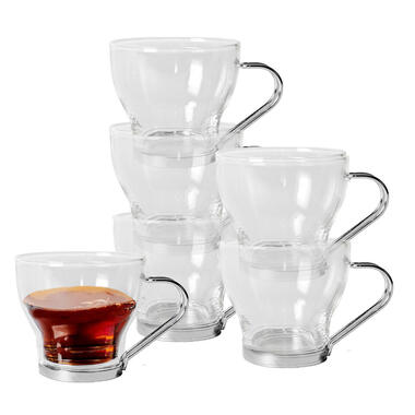 Gerimport theeglazen set - 6x stuks - 170 ml - RVS - oor/handvat product