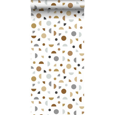 ESTAhome behang - grafisch motief - wit, grijs en beige - 0,53 x 10,05 m product