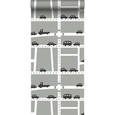 ESTAhome behang - auto's - grijs, zwart en wit - 0,53 x 10,05 m product