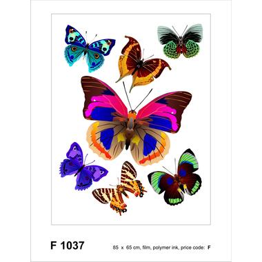 Sanders & Sanders muursticker - vlinders - roze, blauw en groen - 65 x 85 cm product