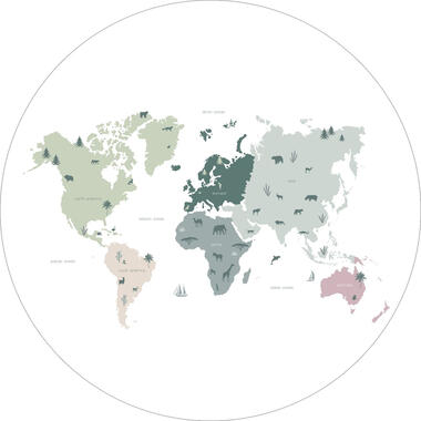ESTAhome papier peint panoramique rond adhésif - carte du monde pour enfants product