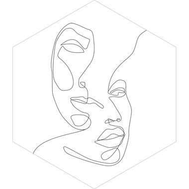 ESTAhome muursticker - line art gezichten - zwart wit - 140 x 161 cm product