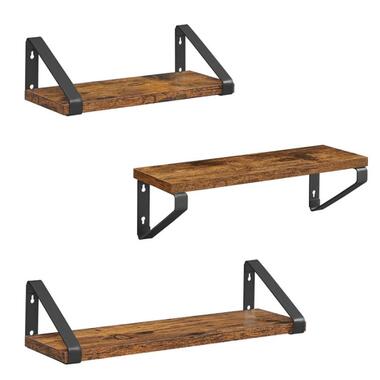 Parya Home Set of 3 Bookshelves in Vintage Wood Wall Shelf Industrial product