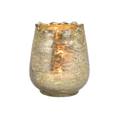 Bellatio design Kaarshouder - glas - champagne goud - 8 x 9 cm product