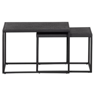 Lot de 2 tables d'appoint - Métal - Noir - 40x60x45/35x50x40 cm - WOOOD - Febe product