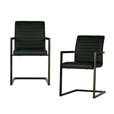 Lot de 2 chaises de table - Cuir PU - Anthracite - 87x54x62 - WOOOD - Bas product