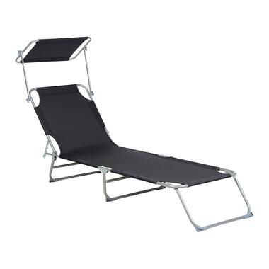 Chaise longue noire avec pare-soleil FOLIGNO product