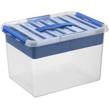 Q-line opbergbox met inzet 22L transparant blauw product