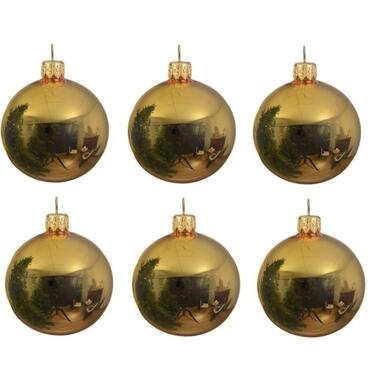 Decoris Kerstballen - 6 stuks - goudkleurig - glas - glans - 6 cm product