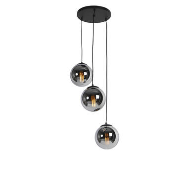 QAZQA suspension art déco noire avec verre fumé 3 lumières - pallon product
