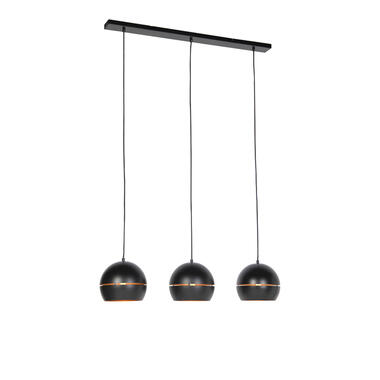 QAZQA lampe suspendue design noir avec intérieur doré 3 lumières - buell product