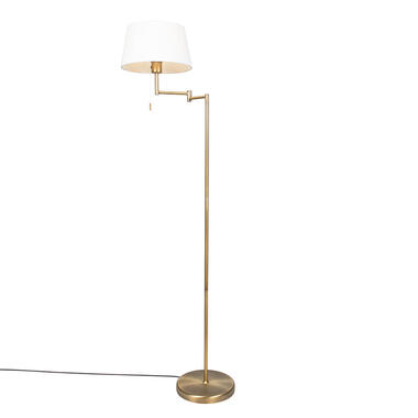 QAZQA lampadaire classique bronze avec abat-jour blanc réglable - ladas product