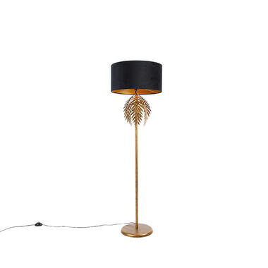 QAZQA lampadaire vintage or avec abat-jour en velours noir 50 cm - botanica product