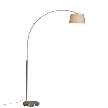 QAZQA lampe à arc moderne en acier avec abat-jour en tissu gris - arc basic product